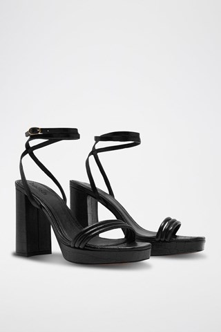 Sandales à talons en cuir de chèvre Cianna - Noir