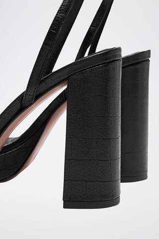 Sandales à talons en cuir de chèvre Cianna - Noir