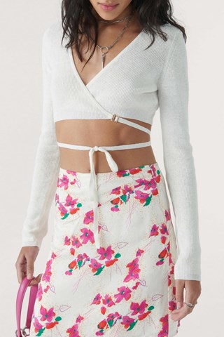 Jupe droite taille haute Eka - Ecru