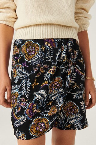 Jupe portefeuille taille haute Venise Noir
