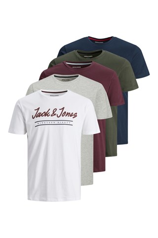 5 t-shirts - Blanc et gris