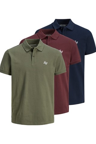 3 polos - Kaki et bordeaux