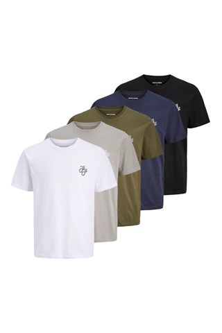 5 t-shirts - Blanc et gris