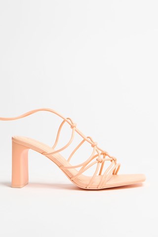 Romeinse Sandalen met Hak - Zalmkleurig