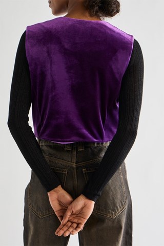 Mouwloos Velours Vest - Paars