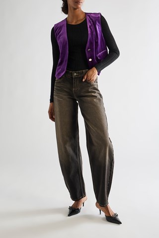 Mouwloos Velours Vest - Paars