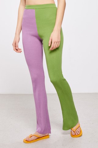 Broek Flare Cut Olijfgroen en Lichtpaars