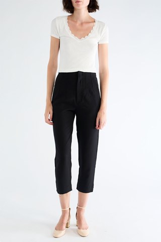Broek Tapered Hoge Taille - Zwart