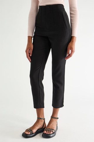 7/8 Broek Straight Fit Hoge Taille - Zwart