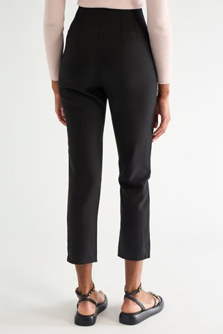 7/8 Broek Straight Fit Hoge Taille - Zwart