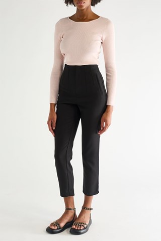 7/8 Broek Straight Fit Hoge Taille - Zwart