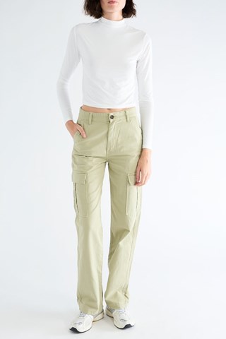 Broek Straight Hoge Taille - Zeegroen