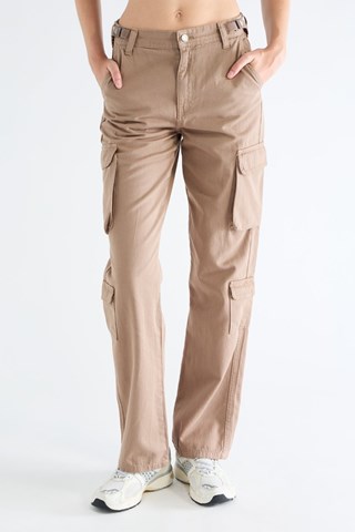 Broek Straight Hoge Taille - Beige