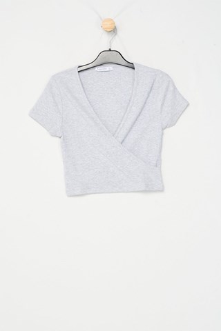 Crop Top - Gemêleerd Lichtgrijs