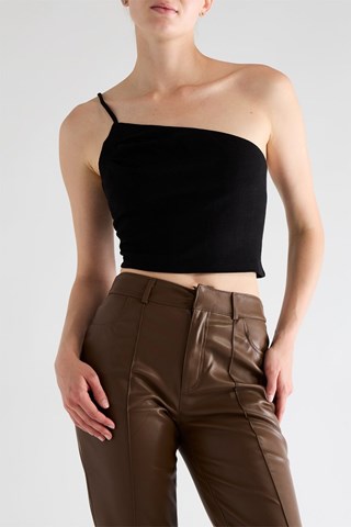 Asymmetrische Crop Top - Zwart
