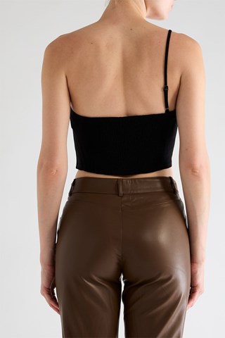 Asymmetrische Crop Top - Zwart