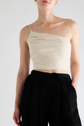 Asymmetrische Crop Top - Gemêleerd Beige