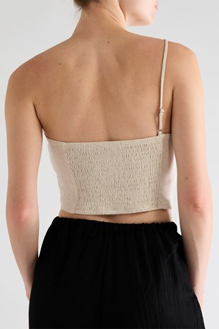 Asymmetrische Crop Top - Gemêleerd Beige