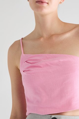 Asymmetrische Crop Top - Roze