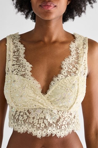 Kanten Top - Beige