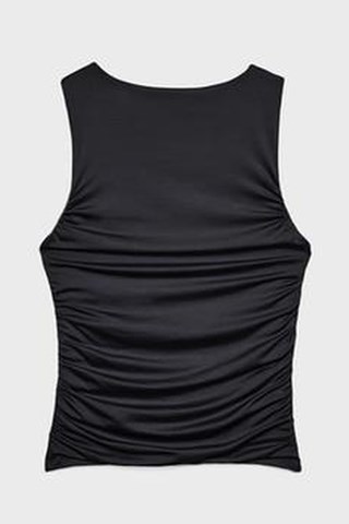 Crop top drapeado - Negro