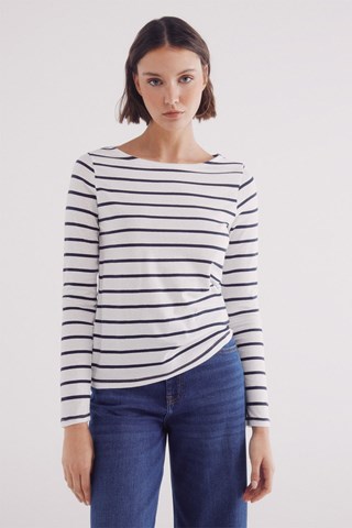 Top - Blanco y azul marino