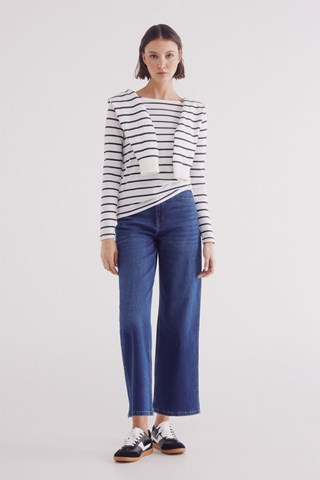 Top - Blanco y azul marino