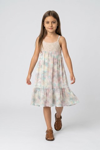 Jurk Tie and Dye - Ecru en Turquoise