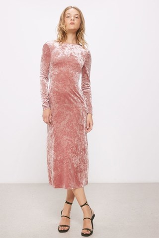 Velours Midi-jurk - Roze