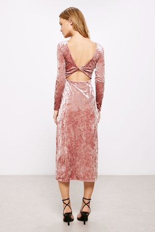 Velours Midi-jurk - Roze