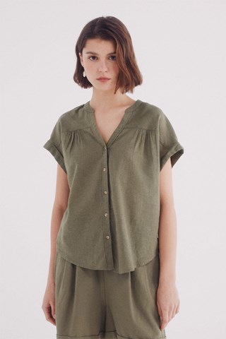 Camisa de lino - Caqui