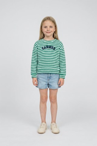T-shirt - Donkergroen en Ecru