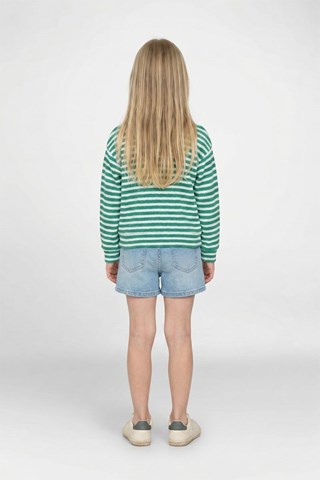 T-shirt - Donkergroen en Ecru