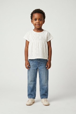 T-shirt met Engelse Borduursels - - Wit