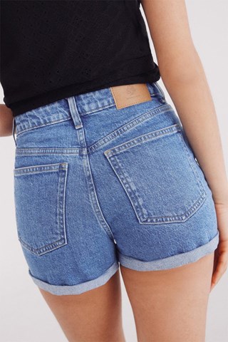 Spijkershort met Hoge Taille - Lichtblauw