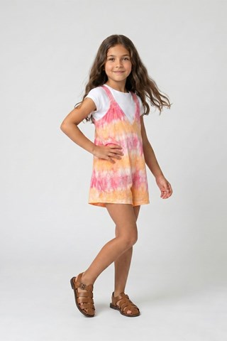 Jumpsuit met Tie and Dye Effect - Roze en Oranje