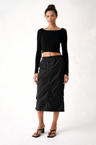Falda midi - Negro