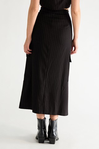 Falda midi de talle alto - Negro