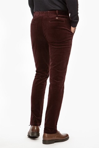 Pantalon slim en velours - Rouge