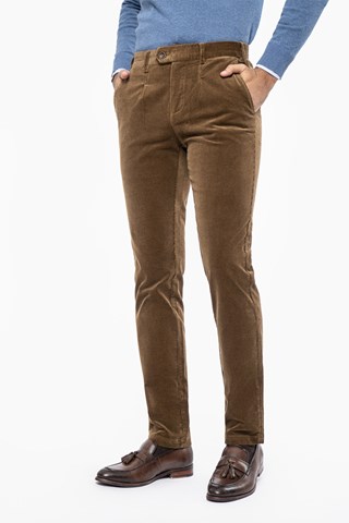 Pantalon slim en velours - Camel
