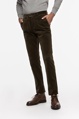 Pantalon slim en velours - Vert