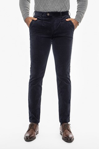 Pantalon slim en velours - Bleu marine