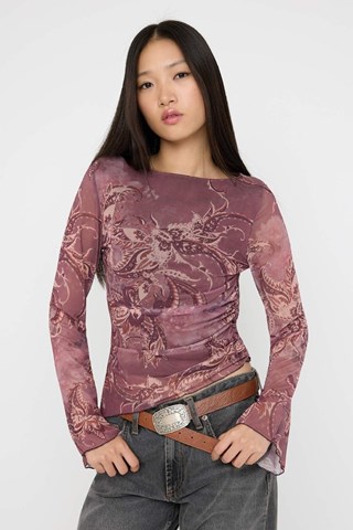 Top - Beige, viola e rosa