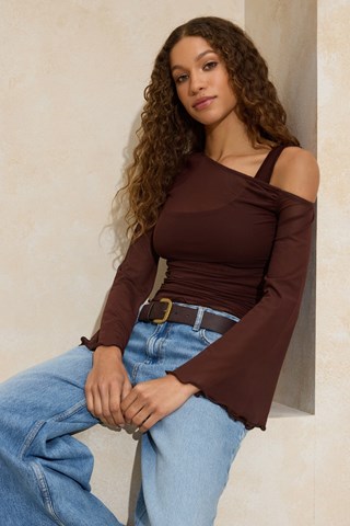 Crop top - Nero - Marrone