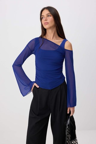 Crop top - Nero - Blu scuro