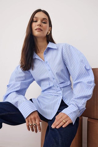 Camicia slim - Bianco e blu
