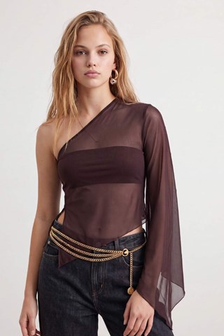 Blusa asimmetrica - Marrone scuro