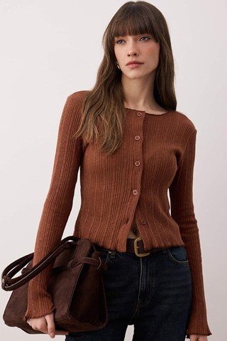 Cardigan slim - Marrone