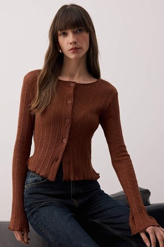 Cardigan slim - Marrone