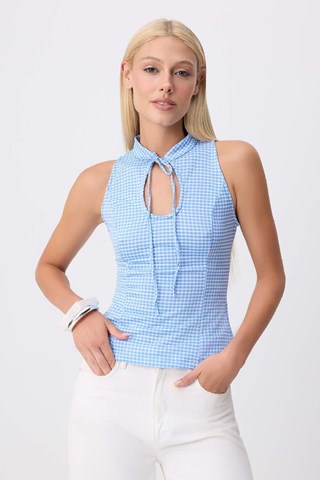 Blusa senza maniche - Azzurro